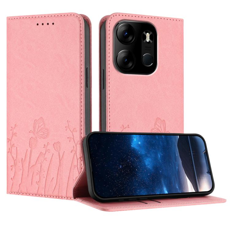 Tulips Butterfly Pattern Magnetic Vegan Leather Phone Case, For Tecno Camon 20 / Camon 20 Pro 4G, For Tecno Spark Go 2023 / Pop 7 / Pop 7 Pro, For Tecno Spark 10C, For Tecno Spark 10 4G, For Tecno Spark 10 Pro, For Tecno Pova 4, For Tecno Pova 3
