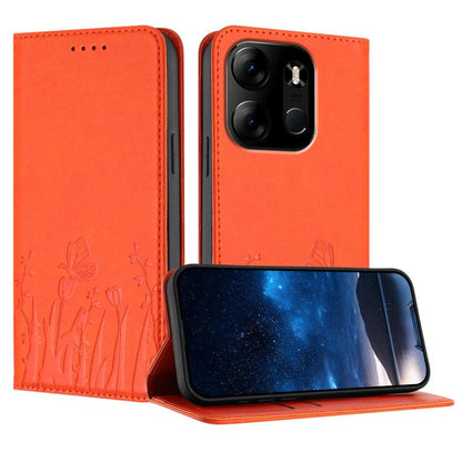 Tulips Butterfly Pattern Magnetic Vegan Leather Phone Case, For Tecno Camon 20 / Camon 20 Pro 4G, For Tecno Spark Go 2023 / Pop 7 / Pop 7 Pro, For Tecno Spark 10C, For Tecno Spark 10 4G, For Tecno Spark 10 Pro, For Tecno Pova 4, For Tecno Pova 3