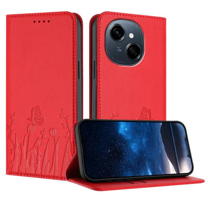 Tulips Butterfly Pattern Magnetic Vegan Leather Phone Case, For Tecno Camon 40 Pro 4G, For Tecno Camon 40 Premier, For Tecno Camon 40, For Tecno Camon 40 Pro 5G, For Tecno Spark 30C 5G / Pop 9 5G, For Tecno Spark Go 1 / Pop 9 4G, For Tecno Camon 30S   ...