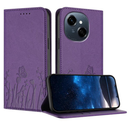 Tulips Butterfly Pattern Magnetic Vegan Leather Phone Case, For Tecno Camon 40 Pro 4G, For Tecno Camon 40 Premier, For Tecno Camon 40, For Tecno Camon 40 Pro 5G, For Tecno Spark 30C 5G / Pop 9 5G, For Tecno Spark Go 1 / Pop 9 4G, For Tecno Camon 30S   ...