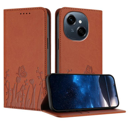 Tulips Butterfly Pattern Magnetic Vegan Leather Phone Case, For Tecno Camon 40 Pro 4G, For Tecno Camon 40 Premier, For Tecno Camon 40, For Tecno Camon 40 Pro 5G, For Tecno Spark 30C 5G / Pop 9 5G, For Tecno Spark Go 1 / Pop 9 4G, For Tecno Camon 30S   ...