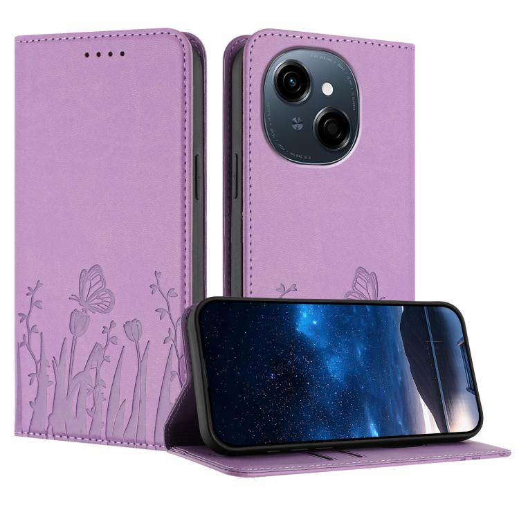 Tulips Butterfly Pattern Magnetic Vegan Leather Phone Case, For Tecno Camon 40 Pro 4G, For Tecno Camon 40 Premier, For Tecno Camon 40, For Tecno Camon 40 Pro 5G, For Tecno Spark 30C 5G / Pop 9 5G, For Tecno Spark Go 1 / Pop 9 4G, For Tecno Camon 30S   ...