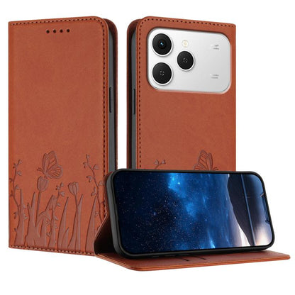 Tulips Butterfly Pattern Magnetic Vegan Leather Phone Case, For Tecno Pova Curve 2 5G, For Tecno Spark Go 3 / Pop 20 4G, For Tecno Spark 50 4G, For Tecno Camon 50 Pro 4G, For Tecno Camon 50 4G, For Tecno Pova Slim / Spark Slim, For Tecno Pova 7 5G     ...