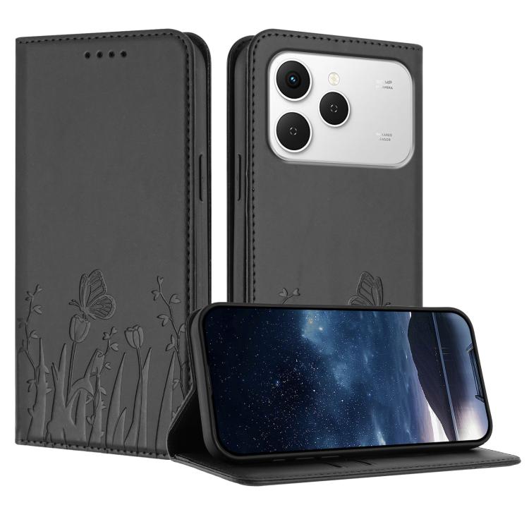 Tulips Butterfly Pattern Magnetic Vegan Leather Phone Case, For Tecno Pova Curve 2 5G, For Tecno Spark Go 3 / Pop 20 4G, For Tecno Spark 50 4G, For Tecno Camon 50 Pro 4G, For Tecno Camon 50 4G, For Tecno Pova Slim / Spark Slim, For Tecno Pova 7 5G     ...