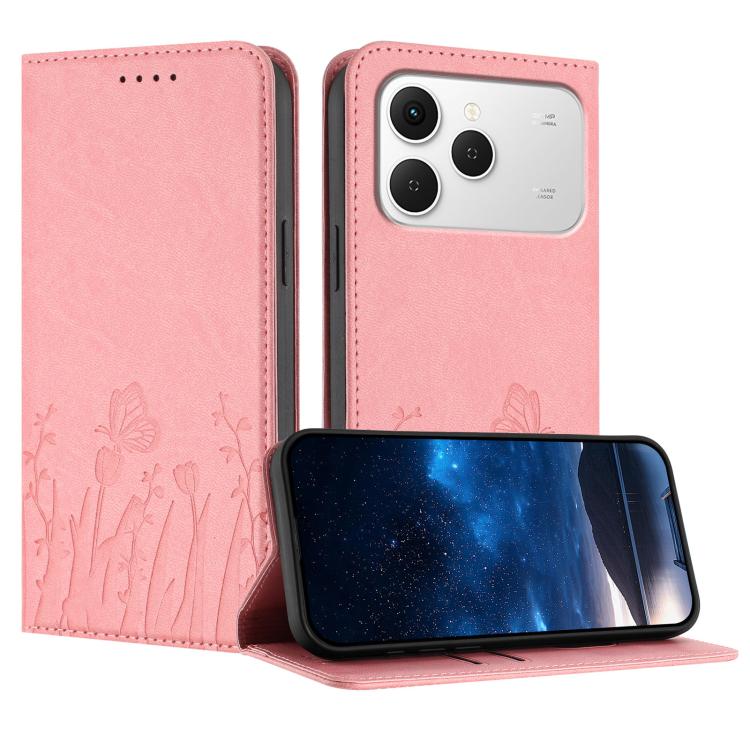 Tulips Butterfly Pattern Magnetic Vegan Leather Phone Case, For Tecno Pova Curve 2 5G, For Tecno Spark Go 3 / Pop 20 4G, For Tecno Spark 50 4G, For Tecno Camon 50 Pro 4G, For Tecno Camon 50 4G, For Tecno Pova Slim / Spark Slim, For Tecno Pova 7 5G     ...
