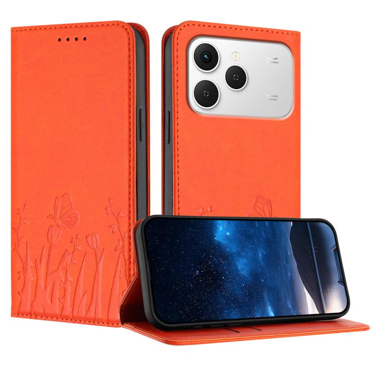 Tulips Butterfly Pattern Magnetic Vegan Leather Phone Case, For Tecno Pova Curve 2 5G, For Tecno Spark Go 3 / Pop 20 4G, For Tecno Spark 50 4G, For Tecno Camon 50 Pro 4G, For Tecno Camon 50 4G, For Tecno Pova Slim / Spark Slim, For Tecno Pova 7 5G     ...