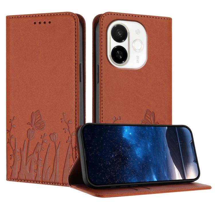 Tulips Butterfly Pattern Magnetic Vegan Leather Phone Case, For Tecno Camon 40 Pro 4G, For Tecno Camon 40 Premier, For Tecno Camon 40, For Tecno Camon 40 Pro 5G, For Tecno Spark 30C 5G / Pop 9 5G, For Tecno Spark Go 1 / Pop 9 4G, For Tecno Camon 30S   ...