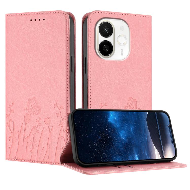 Tulips Butterfly Pattern Magnetic Vegan Leather Phone Case, For Tecno Camon 40 Pro 4G, For Tecno Camon 40 Premier, For Tecno Camon 40, For Tecno Camon 40 Pro 5G, For Tecno Spark 30C 5G / Pop 9 5G, For Tecno Spark Go 1 / Pop 9 4G, For Tecno Camon 30S   ...