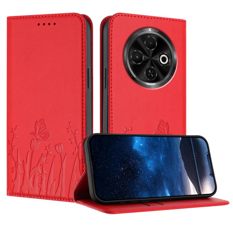 Tulips Butterfly Pattern Magnetic Vegan Leather Phone Case, For Tecno Spark 30 4G, For Tecno Spark 30C 4G, For Tecno Pova 6 Neo 4G, For Tecno Pova 6 / Pova 6 Pro, For Tecno Camon 30 Pro, For Tecno Spark 20 Pro, For Tecno Spark 20 / Spark 20C / Pop 8   ...