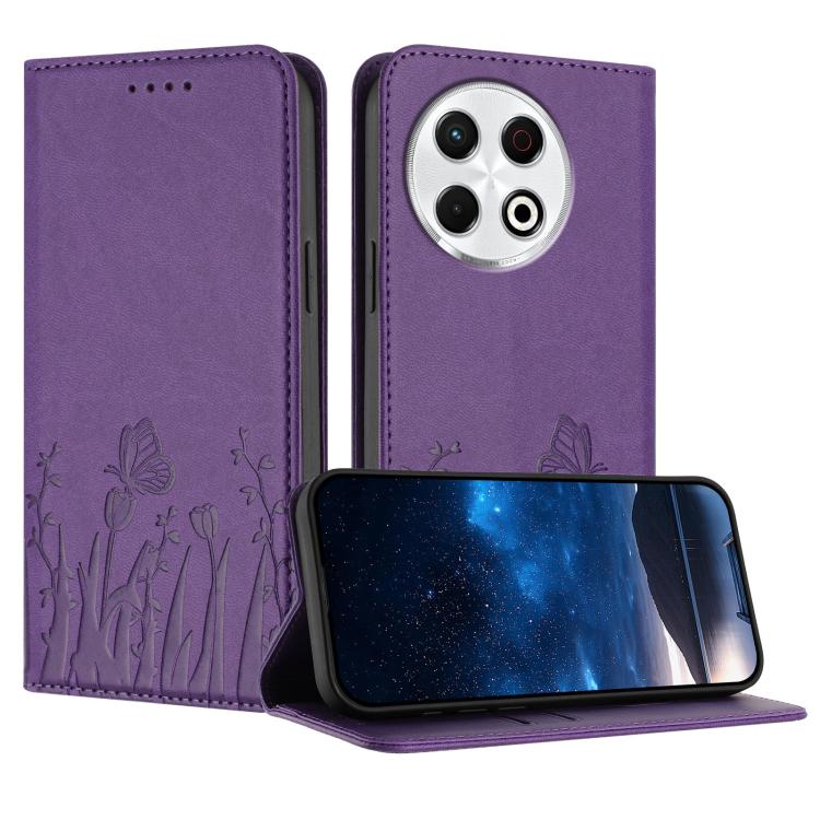 Tulips Butterfly Pattern Magnetic Vegan Leather Phone Case, For Tecno Camon 40 Pro 4G, For Tecno Camon 40 Premier, For Tecno Camon 40, For Tecno Camon 40 Pro 5G, For Tecno Spark 30C 5G / Pop 9 5G, For Tecno Spark Go 1 / Pop 9 4G, For Tecno Camon 30S   ...