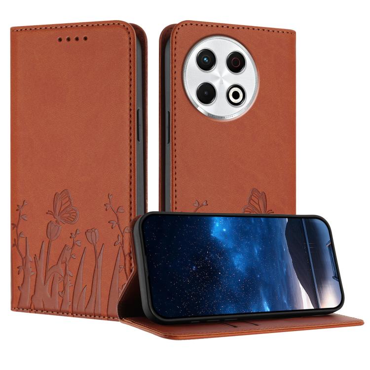 Tulips Butterfly Pattern Magnetic Vegan Leather Phone Case, For Tecno Camon 40 Pro 4G, For Tecno Camon 40 Premier, For Tecno Camon 40, For Tecno Camon 40 Pro 5G, For Tecno Spark 30C 5G / Pop 9 5G, For Tecno Spark Go 1 / Pop 9 4G, For Tecno Camon 30S   ...