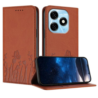Tulips Butterfly Pattern Magnetic Vegan Leather Phone Case, For Tecno Spark 30 4G, For Tecno Spark 30C 4G, For Tecno Pova 6 Neo 4G, For Tecno Pova 6 / Pova 6 Pro, For Tecno Camon 30 Pro, For Tecno Spark 20 Pro, For Tecno Spark 20 / Spark 20C / Pop 8   ...