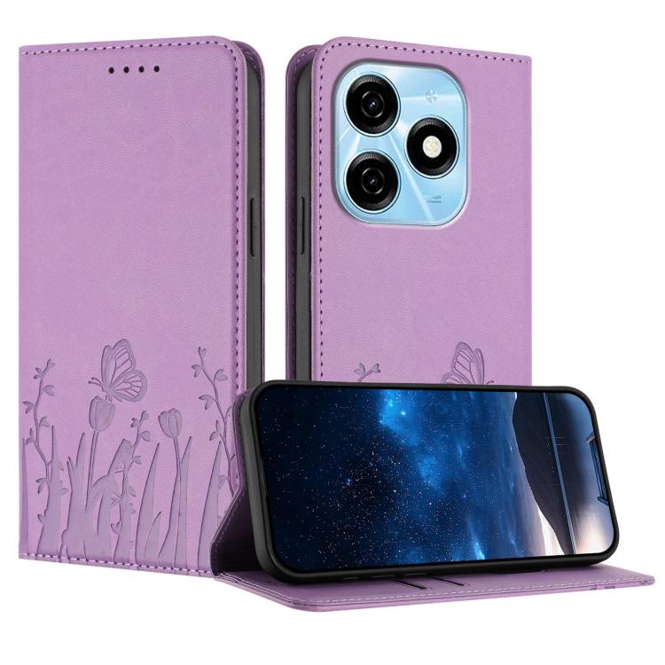 Tulips Butterfly Pattern Magnetic Vegan Leather Phone Case, For Tecno Spark 30 4G, For Tecno Spark 30C 4G, For Tecno Pova 6 Neo 4G, For Tecno Pova 6 / Pova 6 Pro, For Tecno Camon 30 Pro, For Tecno Spark 20 Pro, For Tecno Spark 20 / Spark 20C / Pop 8   ...