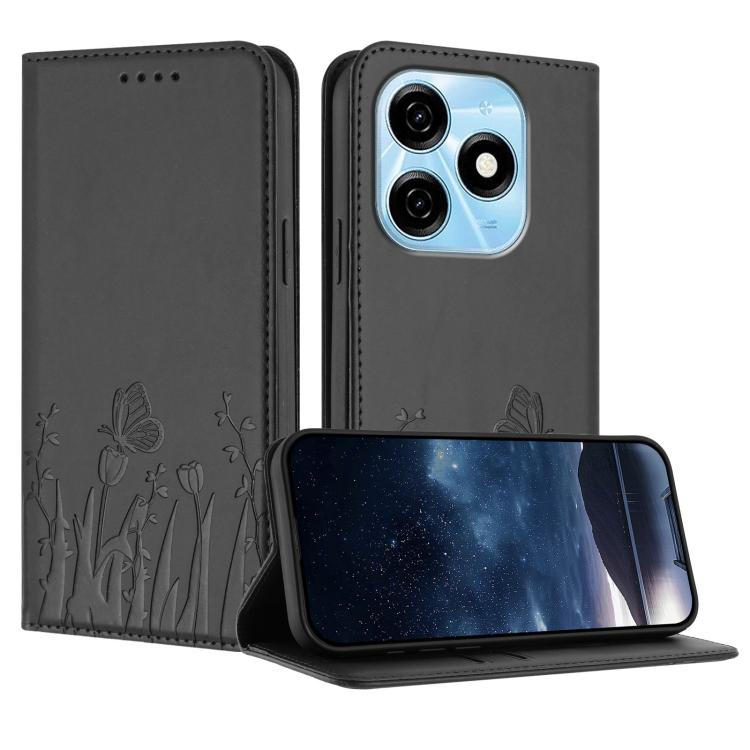 Tulips Butterfly Pattern Magnetic Vegan Leather Phone Case, For Tecno Spark 30 4G, For Tecno Spark 30C 4G, For Tecno Pova 6 Neo 4G, For Tecno Pova 6 / Pova 6 Pro, For Tecno Camon 30 Pro, For Tecno Spark 20 Pro, For Tecno Spark 20 / Spark 20C / Pop 8   ...