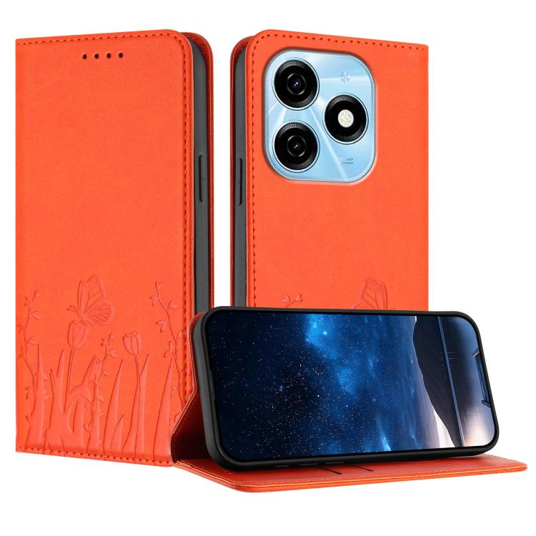 Tulips Butterfly Pattern Magnetic Vegan Leather Phone Case, For Tecno Spark 30 4G, For Tecno Spark 30C 4G, For Tecno Pova 6 Neo 4G, For Tecno Pova 6 / Pova 6 Pro, For Tecno Camon 30 Pro, For Tecno Spark 20 Pro, For Tecno Spark 20 / Spark 20C / Pop 8   ...
