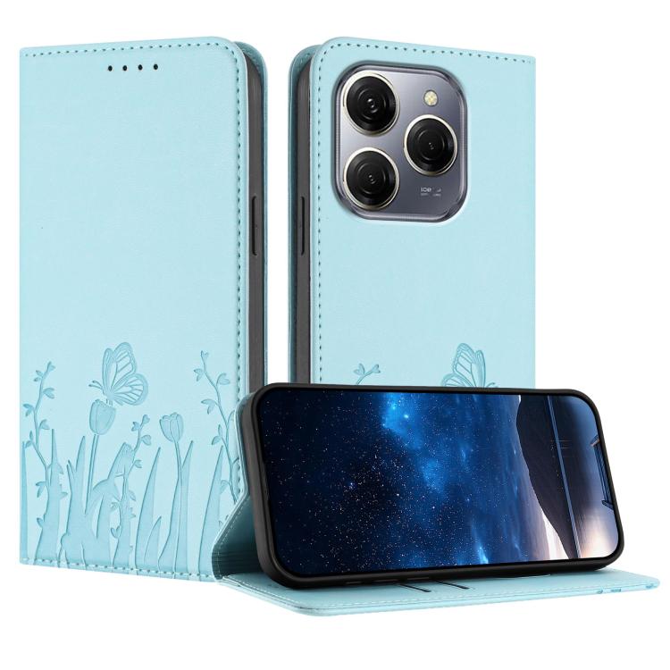 Tulips Butterfly Pattern Magnetic Vegan Leather Phone Case, For Tecno Spark 30 4G, For Tecno Spark 30C 4G, For Tecno Pova 6 Neo 4G, For Tecno Pova 6 / Pova 6 Pro, For Tecno Camon 30 Pro, For Tecno Spark 20 Pro, For Tecno Spark 20 / Spark 20C / Pop 8   ...