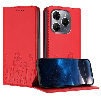 Tulips Butterfly Pattern Magnetic Vegan Leather Phone Case, For Tecno Spark 30 4G, For Tecno Spark 30C 4G, For Tecno Pova 6 Neo 4G, For Tecno Pova 6 / Pova 6 Pro, For Tecno Camon 30 Pro, For Tecno Spark 20 Pro, For Tecno Spark 20 / Spark 20C / Pop 8   ...
