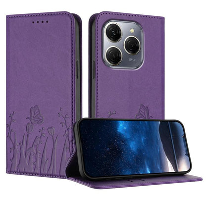 Tulips Butterfly Pattern Magnetic Vegan Leather Phone Case, For Tecno Spark 30 4G, For Tecno Spark 30C 4G, For Tecno Pova 6 Neo 4G, For Tecno Pova 6 / Pova 6 Pro, For Tecno Camon 30 Pro, For Tecno Spark 20 Pro, For Tecno Spark 20 / Spark 20C / Pop 8   ...