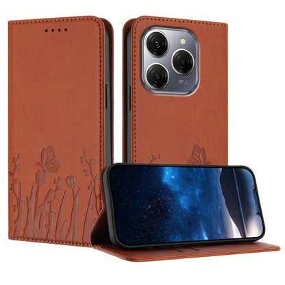 Tulips Butterfly Pattern Magnetic Vegan Leather Phone Case, For Tecno Spark 30 4G, For Tecno Spark 30C 4G, For Tecno Pova 6 Neo 4G, For Tecno Pova 6 / Pova 6 Pro, For Tecno Camon 30 Pro, For Tecno Spark 20 Pro, For Tecno Spark 20 / Spark 20C / Pop 8   ...