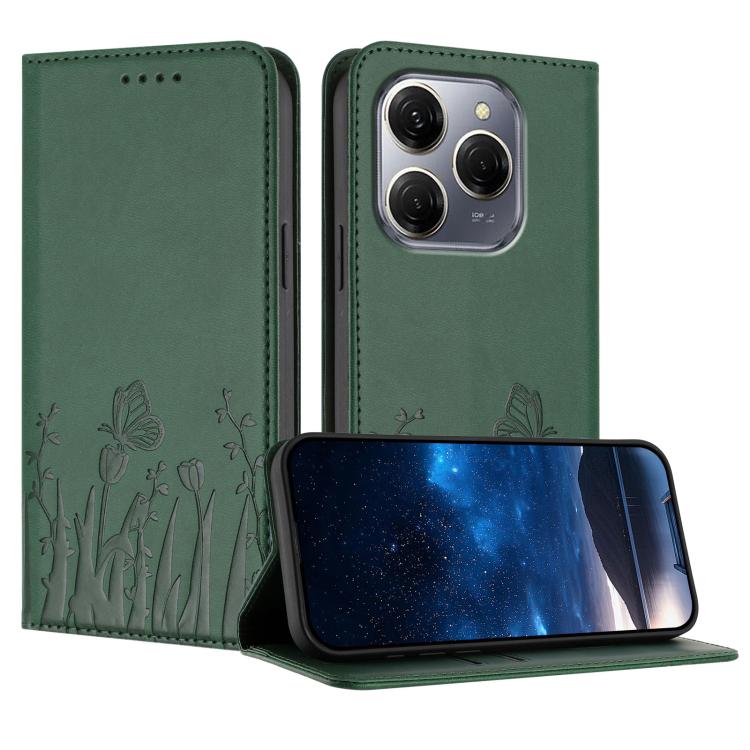 Tulips Butterfly Pattern Magnetic Vegan Leather Phone Case, For Tecno Spark 30 4G, For Tecno Spark 30C 4G, For Tecno Pova 6 Neo 4G, For Tecno Pova 6 / Pova 6 Pro, For Tecno Camon 30 Pro, For Tecno Spark 20 Pro, For Tecno Spark 20 / Spark 20C / Pop 8   ...