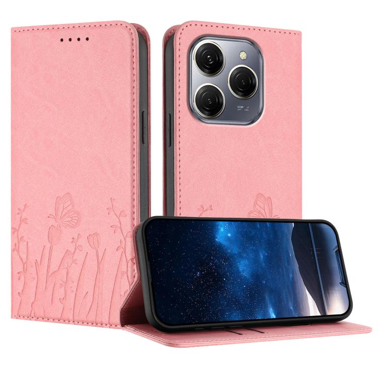 Tulips Butterfly Pattern Magnetic Vegan Leather Phone Case, For Tecno Spark 30 4G, For Tecno Spark 30C 4G, For Tecno Pova 6 Neo 4G, For Tecno Pova 6 / Pova 6 Pro, For Tecno Camon 30 Pro, For Tecno Spark 20 Pro, For Tecno Spark 20 / Spark 20C / Pop 8   ...