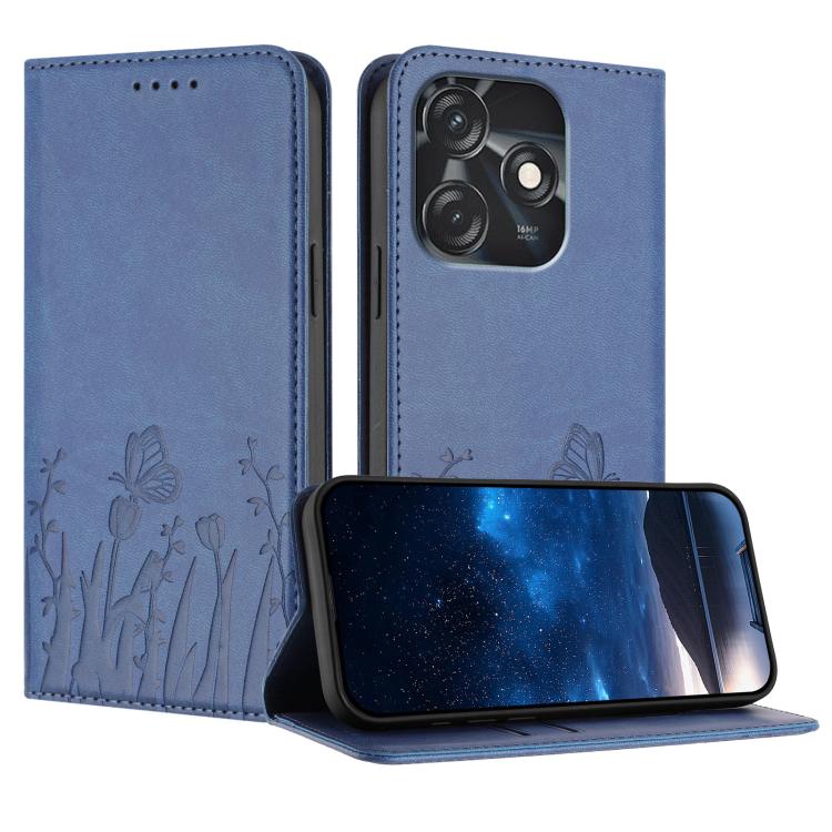 Tulips Butterfly Pattern Magnetic Vegan Leather Phone Case, For Tecno Camon 20 / Camon 20 Pro 4G, For Tecno Spark Go 2023 / Pop 7 / Pop 7 Pro, For Tecno Spark 10C, For Tecno Spark 10 4G, For Tecno Spark 10 Pro, For Tecno Pova 4, For Tecno Pova 3