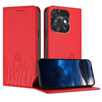 Tulips Butterfly Pattern Magnetic Vegan Leather Phone Case, For Tecno Camon 20 / Camon 20 Pro 4G, For Tecno Spark Go 2023 / Pop 7 / Pop 7 Pro, For Tecno Spark 10C, For Tecno Spark 10 4G, For Tecno Spark 10 Pro, For Tecno Pova 4, For Tecno Pova 3