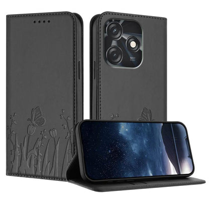 Tulips Butterfly Pattern Magnetic Vegan Leather Phone Case, For Tecno Camon 20 / Camon 20 Pro 4G, For Tecno Spark Go 2023 / Pop 7 / Pop 7 Pro, For Tecno Spark 10C, For Tecno Spark 10 4G, For Tecno Spark 10 Pro, For Tecno Pova 4, For Tecno Pova 3