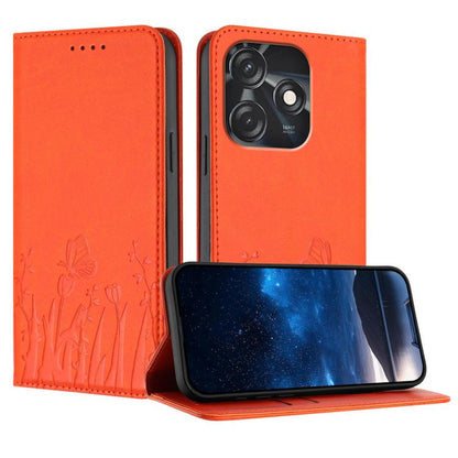 Tulips Butterfly Pattern Magnetic Vegan Leather Phone Case, For Tecno Camon 20 / Camon 20 Pro 4G, For Tecno Spark Go 2023 / Pop 7 / Pop 7 Pro, For Tecno Spark 10C, For Tecno Spark 10 4G, For Tecno Spark 10 Pro, For Tecno Pova 4, For Tecno Pova 3