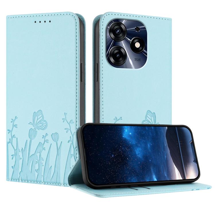 Tulips Butterfly Pattern Magnetic Vegan Leather Phone Case, For Tecno Camon 20 / Camon 20 Pro 4G, For Tecno Spark Go 2023 / Pop 7 / Pop 7 Pro, For Tecno Spark 10C, For Tecno Spark 10 4G, For Tecno Spark 10 Pro, For Tecno Pova 4, For Tecno Pova 3