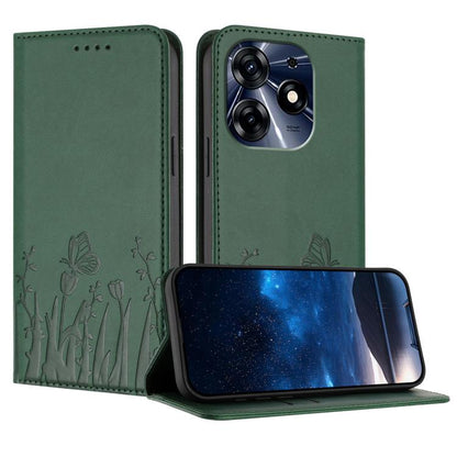 Tulips Butterfly Pattern Magnetic Vegan Leather Phone Case, For Tecno Camon 20 / Camon 20 Pro 4G, For Tecno Spark Go 2023 / Pop 7 / Pop 7 Pro, For Tecno Spark 10C, For Tecno Spark 10 4G, For Tecno Spark 10 Pro, For Tecno Pova 4, For Tecno Pova 3
