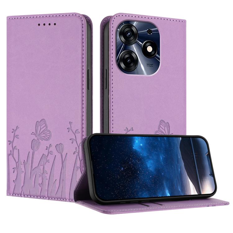 Tulips Butterfly Pattern Magnetic Vegan Leather Phone Case, For Tecno Camon 20 / Camon 20 Pro 4G, For Tecno Spark Go 2023 / Pop 7 / Pop 7 Pro, For Tecno Spark 10C, For Tecno Spark 10 4G, For Tecno Spark 10 Pro, For Tecno Pova 4, For Tecno Pova 3