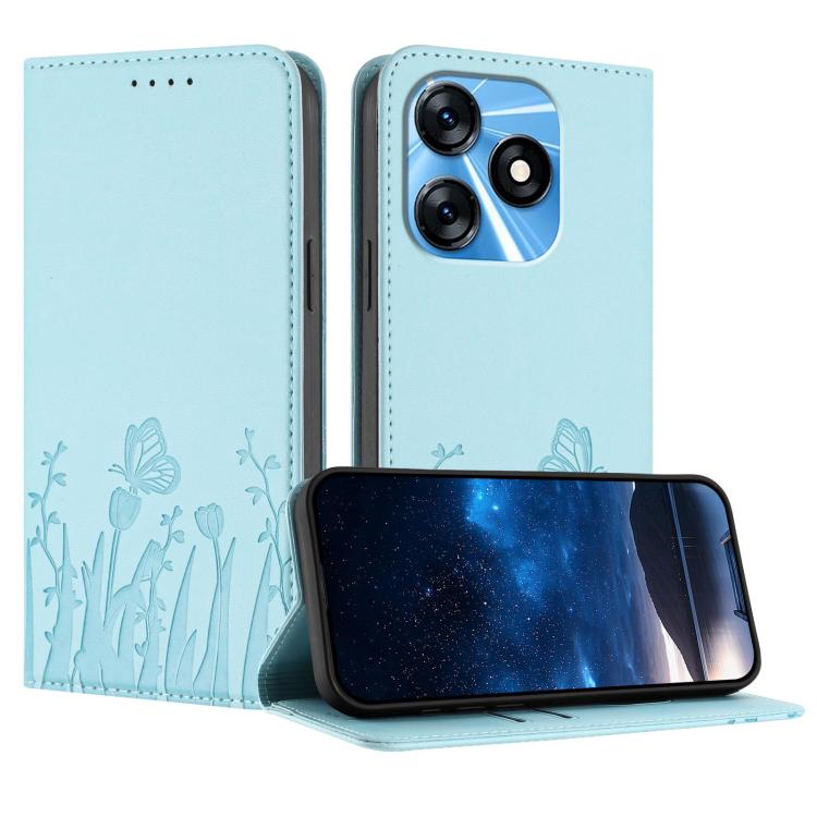 Tulips Butterfly Pattern Magnetic Vegan Leather Phone Case, For Tecno Camon 20 / Camon 20 Pro 4G, For Tecno Spark Go 2023 / Pop 7 / Pop 7 Pro, For Tecno Spark 10C, For Tecno Spark 10 4G, For Tecno Spark 10 Pro, For Tecno Pova 4, For Tecno Pova 3