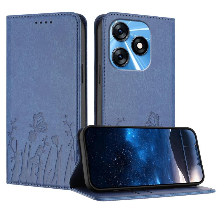 Tulips Butterfly Pattern Magnetic Vegan Leather Phone Case, For Tecno Camon 20 / Camon 20 Pro 4G, For Tecno Spark Go 2023 / Pop 7 / Pop 7 Pro, For Tecno Spark 10C, For Tecno Spark 10 4G, For Tecno Spark 10 Pro, For Tecno Pova 4, For Tecno Pova 3