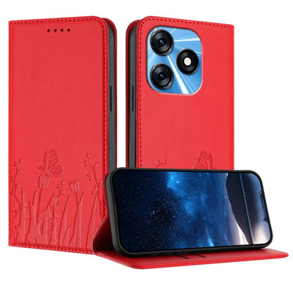 Tulips Butterfly Pattern Magnetic Vegan Leather Phone Case, For Tecno Camon 20 / Camon 20 Pro 4G, For Tecno Spark Go 2023 / Pop 7 / Pop 7 Pro, For Tecno Spark 10C, For Tecno Spark 10 4G, For Tecno Spark 10 Pro, For Tecno Pova 4, For Tecno Pova 3