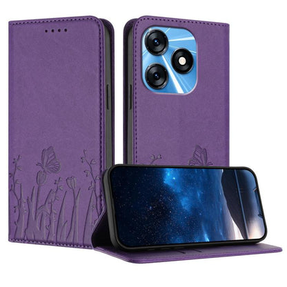 Tulips Butterfly Pattern Magnetic Vegan Leather Phone Case, For Tecno Camon 20 / Camon 20 Pro 4G, For Tecno Spark Go 2023 / Pop 7 / Pop 7 Pro, For Tecno Spark 10C, For Tecno Spark 10 4G, For Tecno Spark 10 Pro, For Tecno Pova 4, For Tecno Pova 3