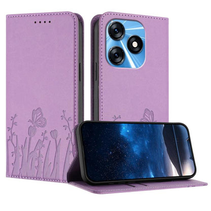 Tulips Butterfly Pattern Magnetic Vegan Leather Phone Case, For Tecno Camon 20 / Camon 20 Pro 4G, For Tecno Spark Go 2023 / Pop 7 / Pop 7 Pro, For Tecno Spark 10C, For Tecno Spark 10 4G, For Tecno Spark 10 Pro, For Tecno Pova 4, For Tecno Pova 3