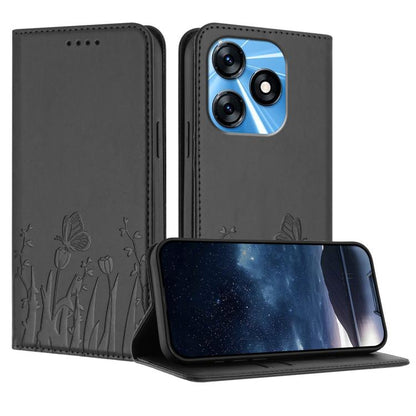 Tulips Butterfly Pattern Magnetic Vegan Leather Phone Case, For Tecno Camon 20 / Camon 20 Pro 4G, For Tecno Spark Go 2023 / Pop 7 / Pop 7 Pro, For Tecno Spark 10C, For Tecno Spark 10 4G, For Tecno Spark 10 Pro, For Tecno Pova 4, For Tecno Pova 3