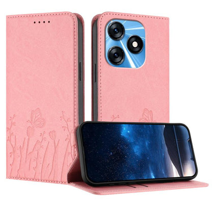 Tulips Butterfly Pattern Magnetic Vegan Leather Phone Case, For Tecno Camon 20 / Camon 20 Pro 4G, For Tecno Spark Go 2023 / Pop 7 / Pop 7 Pro, For Tecno Spark 10C, For Tecno Spark 10 4G, For Tecno Spark 10 Pro, For Tecno Pova 4, For Tecno Pova 3