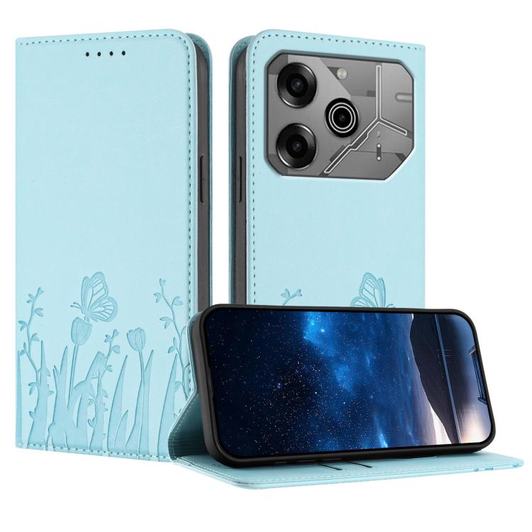 Tulips Butterfly Pattern Magnetic Vegan Leather Phone Case, For Tecno Spark 30 4G, For Tecno Spark 30C 4G, For Tecno Pova 6 Neo 4G, For Tecno Pova 6 / Pova 6 Pro, For Tecno Camon 30 Pro, For Tecno Spark 20 Pro, For Tecno Spark 20 / Spark 20C / Pop 8   ...