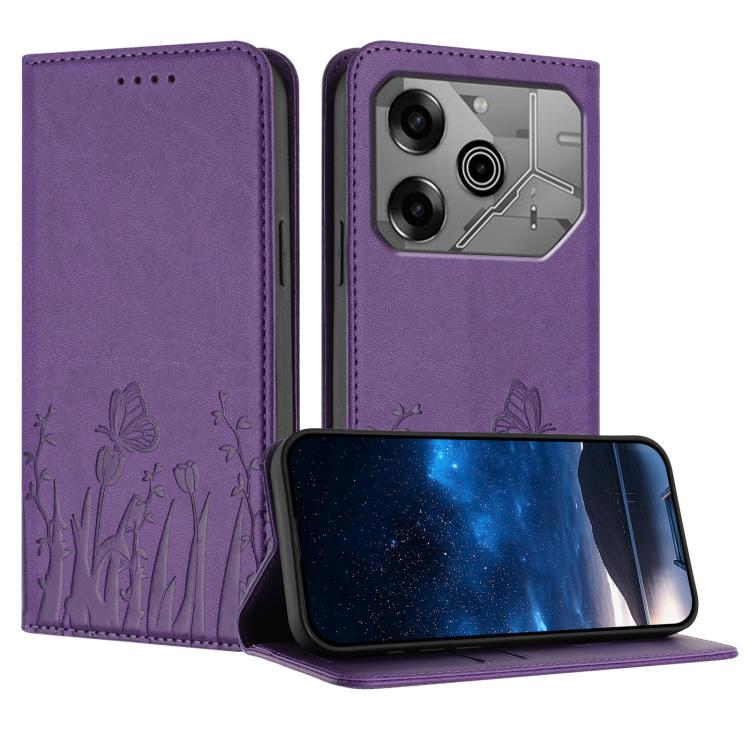 Tulips Butterfly Pattern Magnetic Vegan Leather Phone Case, For Tecno Spark 30 4G, For Tecno Spark 30C 4G, For Tecno Pova 6 Neo 4G, For Tecno Pova 6 / Pova 6 Pro, For Tecno Camon 30 Pro, For Tecno Spark 20 Pro, For Tecno Spark 20 / Spark 20C / Pop 8   ...