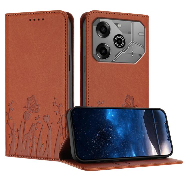 Tulips Butterfly Pattern Magnetic Vegan Leather Phone Case, For Tecno Spark 30 4G, For Tecno Spark 30C 4G, For Tecno Pova 6 Neo 4G, For Tecno Pova 6 / Pova 6 Pro, For Tecno Camon 30 Pro, For Tecno Spark 20 Pro, For Tecno Spark 20 / Spark 20C / Pop 8   ...