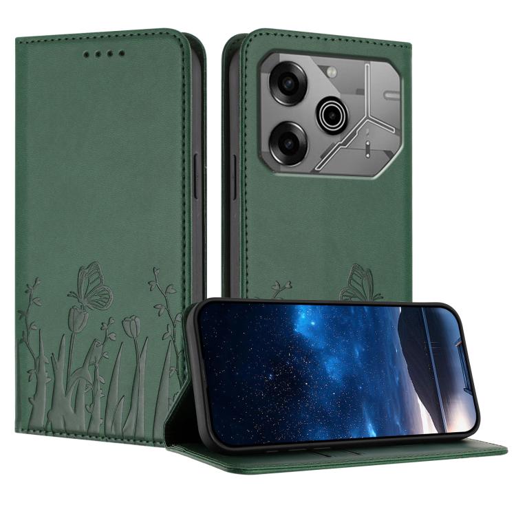 Tulips Butterfly Pattern Magnetic Vegan Leather Phone Case, For Tecno Spark 30 4G, For Tecno Spark 30C 4G, For Tecno Pova 6 Neo 4G, For Tecno Pova 6 / Pova 6 Pro, For Tecno Camon 30 Pro, For Tecno Spark 20 Pro, For Tecno Spark 20 / Spark 20C / Pop 8   ...