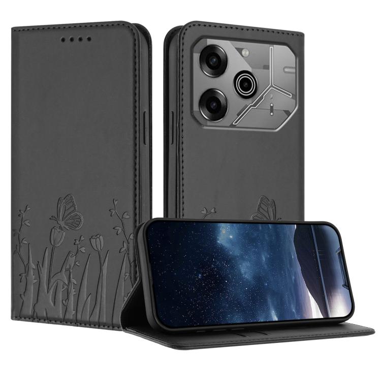 Tulips Butterfly Pattern Magnetic Vegan Leather Phone Case, For Tecno Spark 30 4G, For Tecno Spark 30C 4G, For Tecno Pova 6 Neo 4G, For Tecno Pova 6 / Pova 6 Pro, For Tecno Camon 30 Pro, For Tecno Spark 20 Pro, For Tecno Spark 20 / Spark 20C / Pop 8   ...
