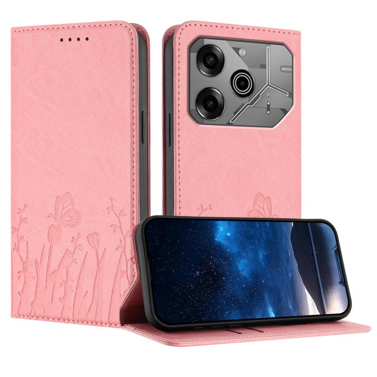 Tulips Butterfly Pattern Magnetic Vegan Leather Phone Case, For Tecno Spark 30 4G, For Tecno Spark 30C 4G, For Tecno Pova 6 Neo 4G, For Tecno Pova 6 / Pova 6 Pro, For Tecno Camon 30 Pro, For Tecno Spark 20 Pro, For Tecno Spark 20 / Spark 20C / Pop 8   ...
