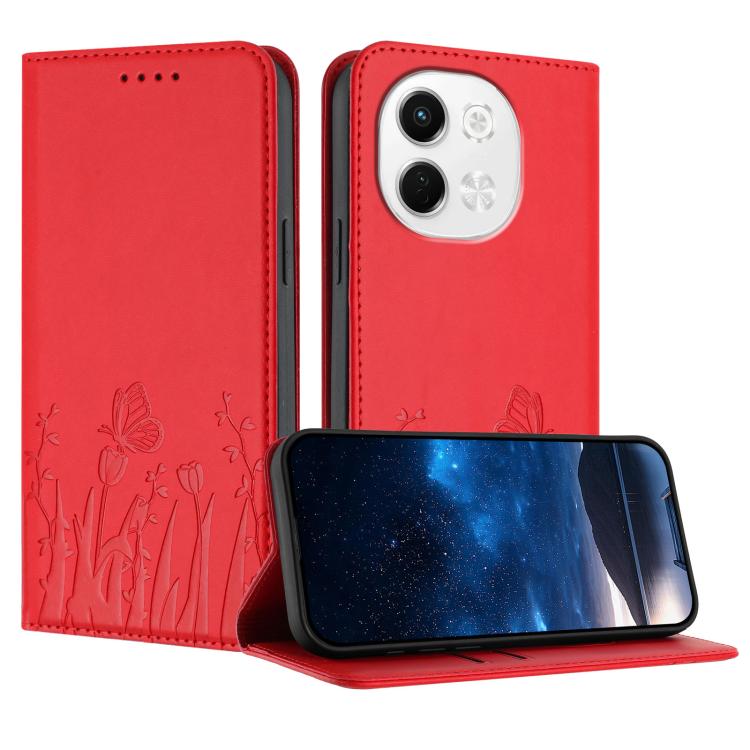 Tulips Butterfly Pattern Magnetic Vegan Leather Phone Case, For Tecno Camon 40 Pro 4G, For Tecno Camon 40 Premier, For Tecno Camon 40, For Tecno Camon 40 Pro 5G, For Tecno Spark 30C 5G / Pop 9 5G, For Tecno Spark Go 1 / Pop 9 4G, For Tecno Camon 30S   ...