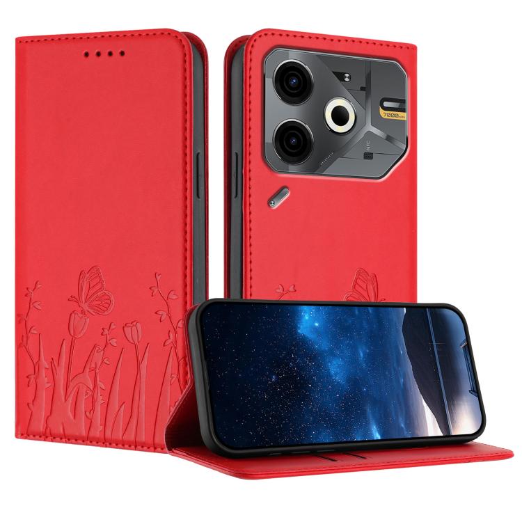 Tulips Butterfly Pattern Magnetic Vegan Leather Phone Case, For Tecno Spark 30 4G, For Tecno Spark 30C 4G, For Tecno Pova 6 Neo 4G, For Tecno Pova 6 / Pova 6 Pro, For Tecno Camon 30 Pro, For Tecno Spark 20 Pro, For Tecno Spark 20 / Spark 20C / Pop 8   ...
