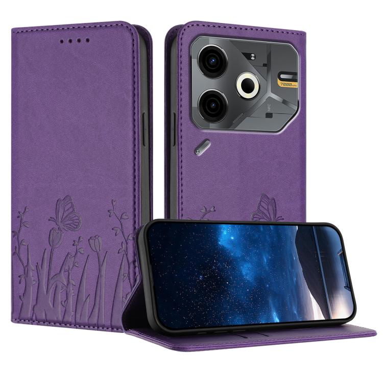Tulips Butterfly Pattern Magnetic Vegan Leather Phone Case, For Tecno Spark 30 4G, For Tecno Spark 30C 4G, For Tecno Pova 6 Neo 4G, For Tecno Pova 6 / Pova 6 Pro, For Tecno Camon 30 Pro, For Tecno Spark 20 Pro, For Tecno Spark 20 / Spark 20C / Pop 8   ...