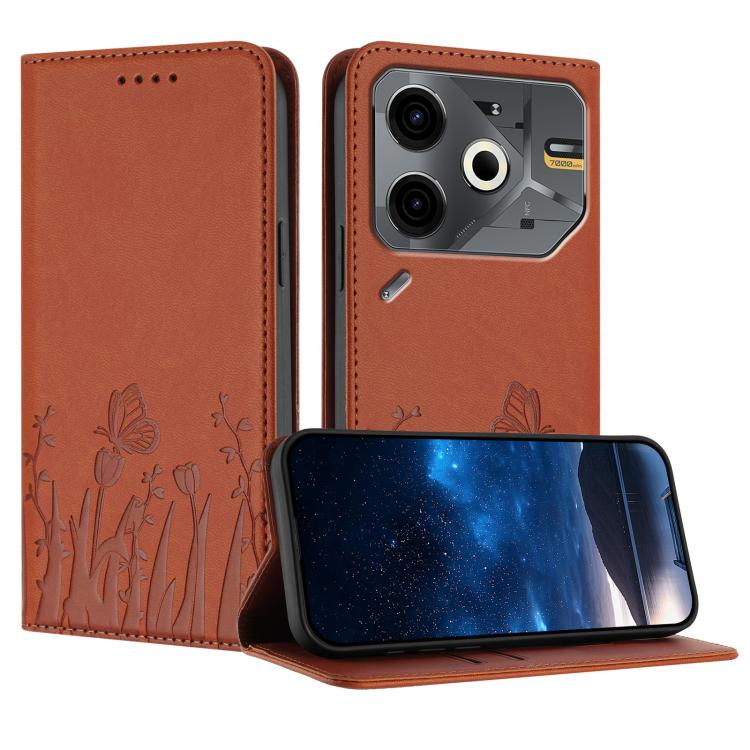 Tulips Butterfly Pattern Magnetic Vegan Leather Phone Case, For Tecno Spark 30 4G, For Tecno Spark 30C 4G, For Tecno Pova 6 Neo 4G, For Tecno Pova 6 / Pova 6 Pro, For Tecno Camon 30 Pro, For Tecno Spark 20 Pro, For Tecno Spark 20 / Spark 20C / Pop 8   ...