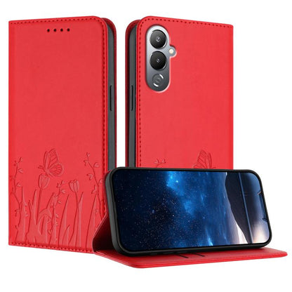 Tulips Butterfly Pattern Magnetic Vegan Leather Phone Case, For Tecno Camon 20 / Camon 20 Pro 4G, For Tecno Spark Go 2023 / Pop 7 / Pop 7 Pro, For Tecno Spark 10C, For Tecno Spark 10 4G, For Tecno Spark 10 Pro, For Tecno Pova 4, For Tecno Pova 3